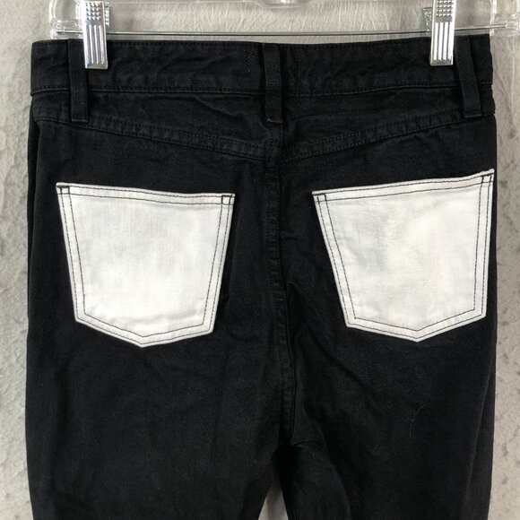 Staud Jeans Womens 27 Black Denim Contrast White Pockets Designer Tapered USA - Picture 11 of 16